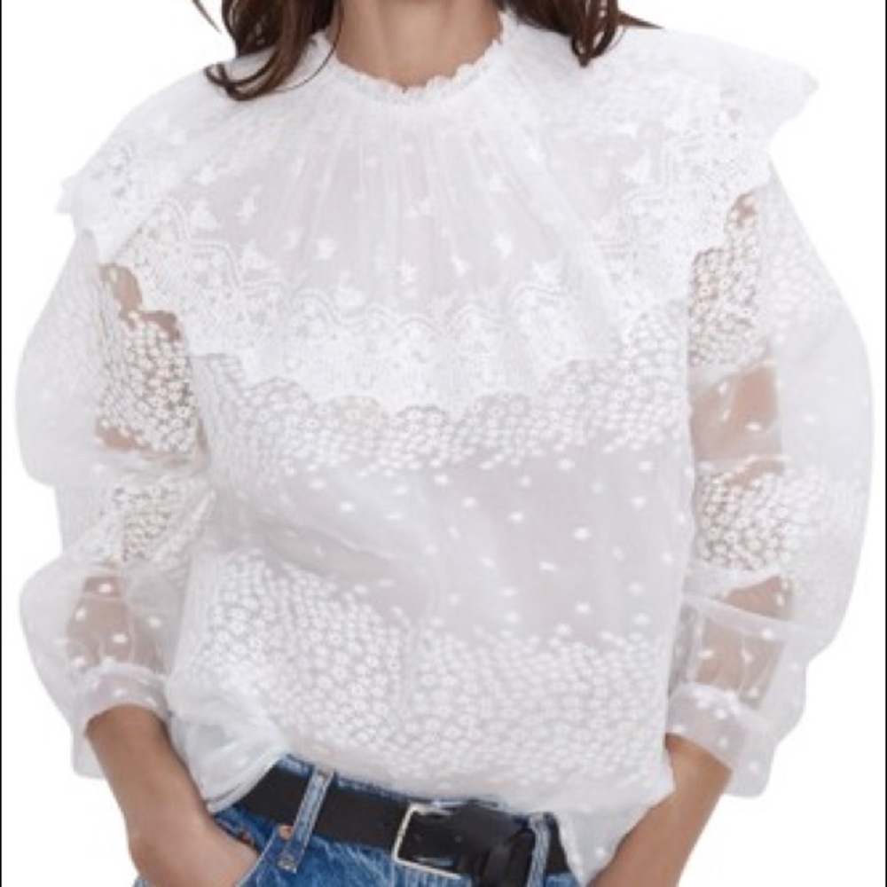 Zara White Ruffled Blouse
